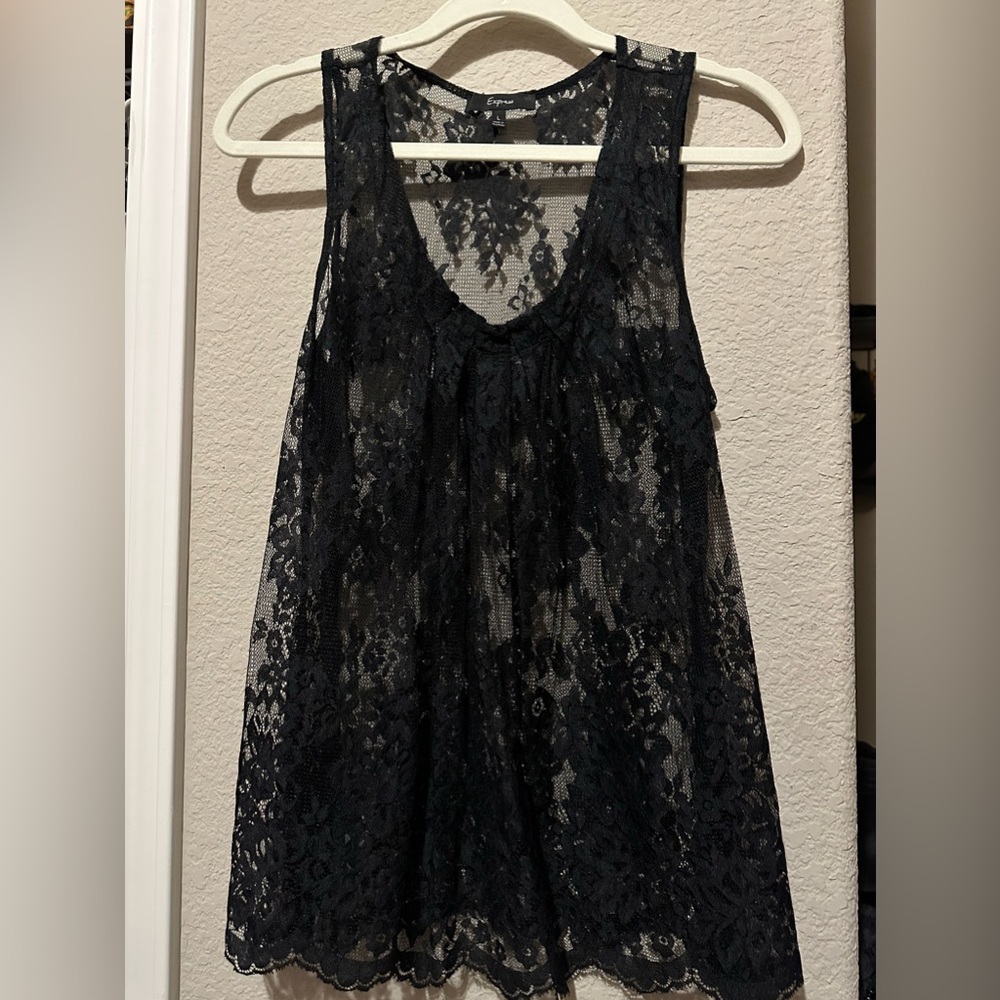 Express Black Lace Top- Wednesday Addams vibes!!